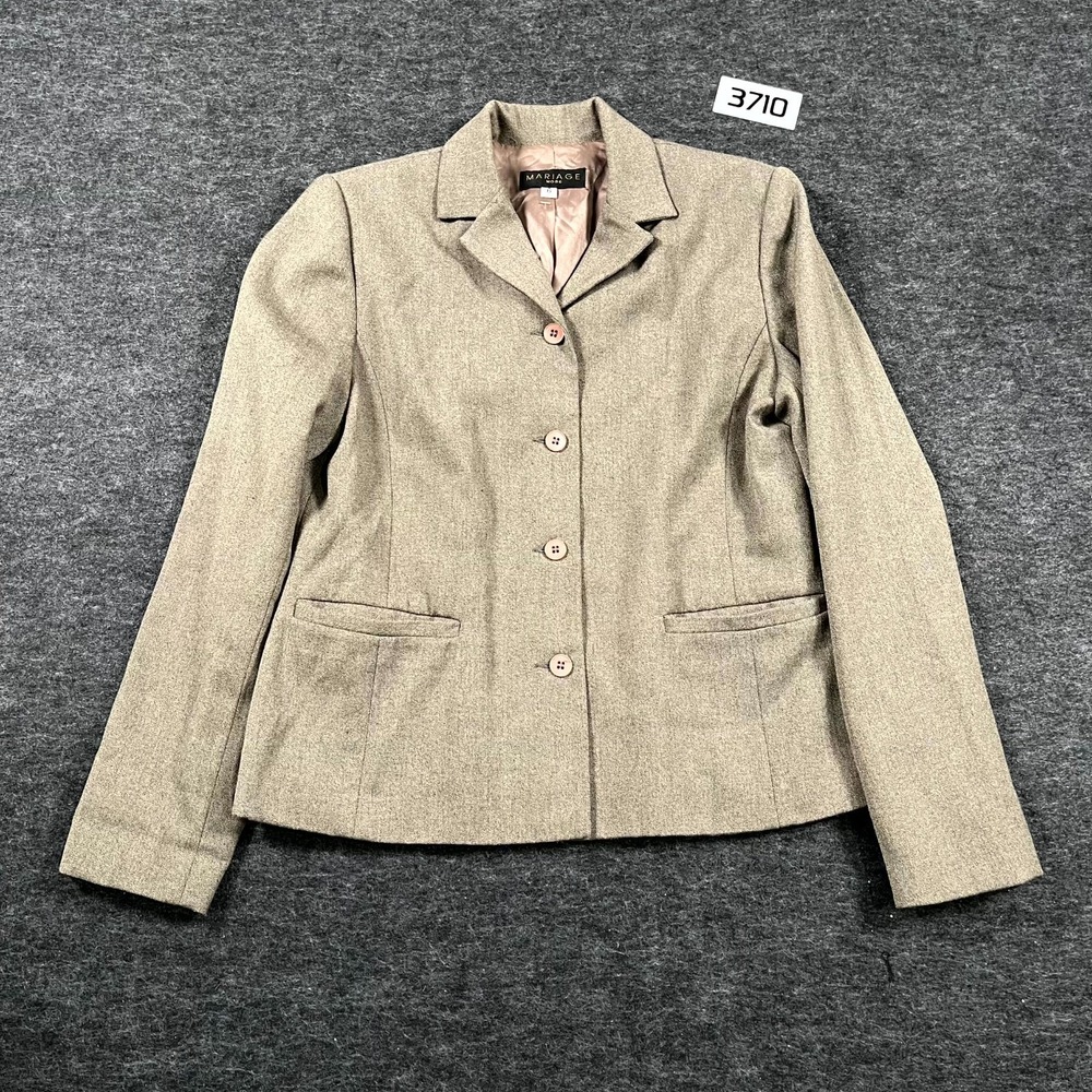Mariage Mode Blazer Jacket Women 6 Gray Lined Notch Lapel Single Breasted Career